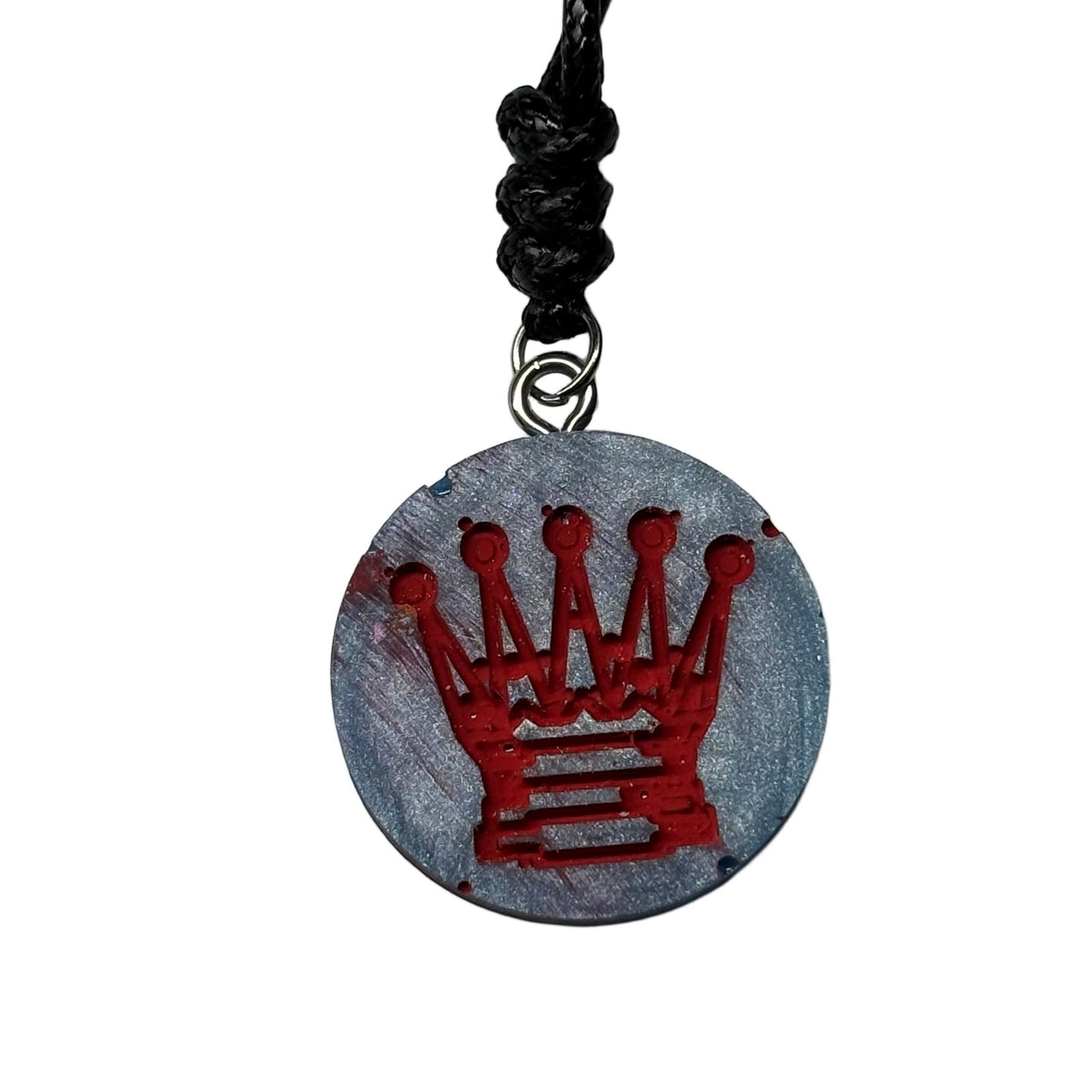 Red Print Queen - Handmade Resin Chess Necklace