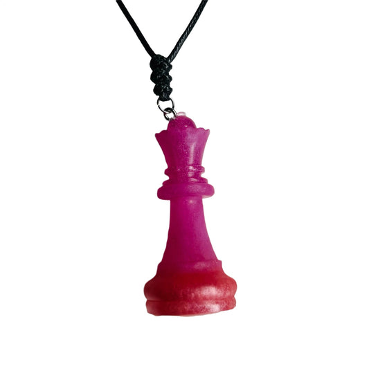 Pink Queen - Handmade Resin Chess Necklace