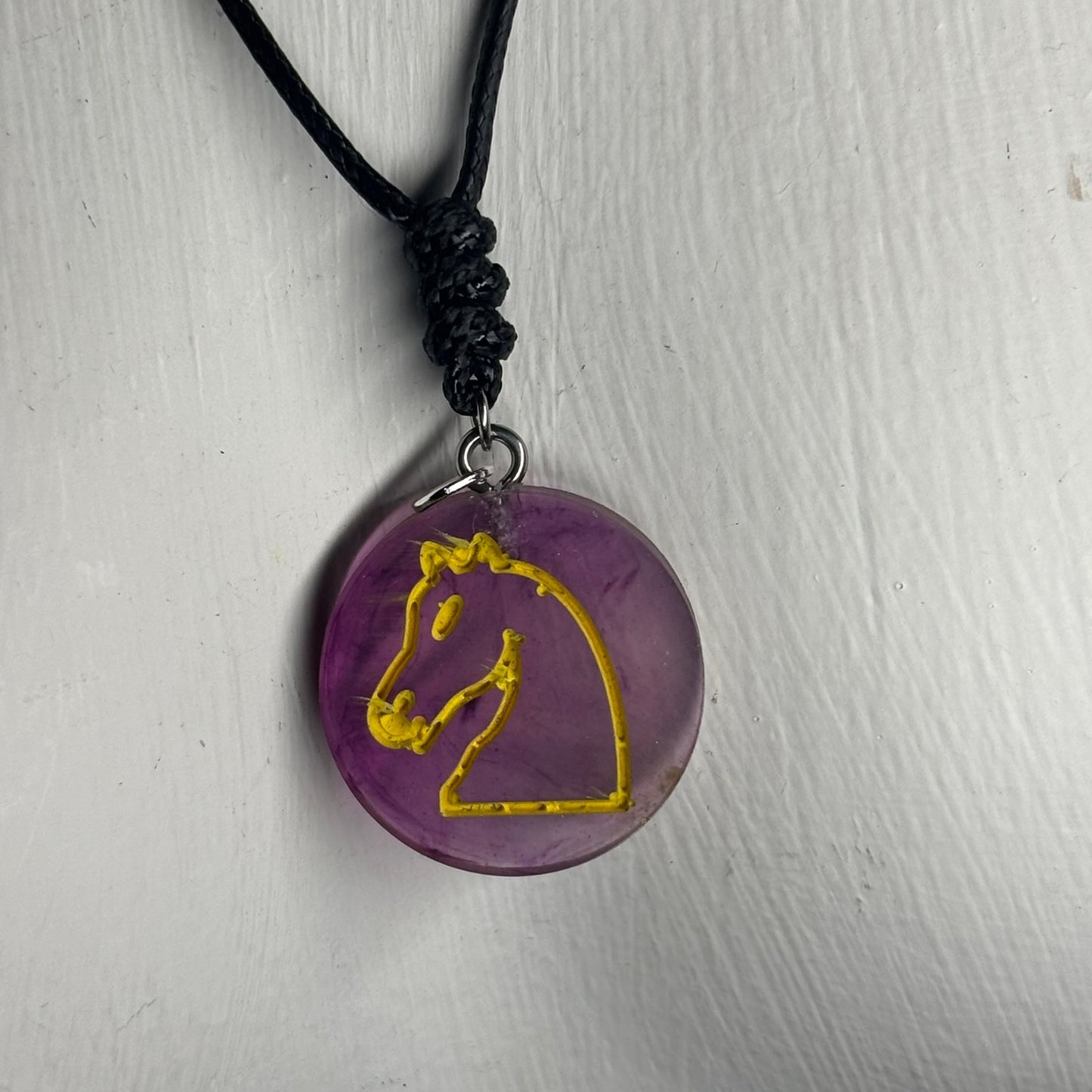 Purple Knight - Handmade Resin Chess Necklace