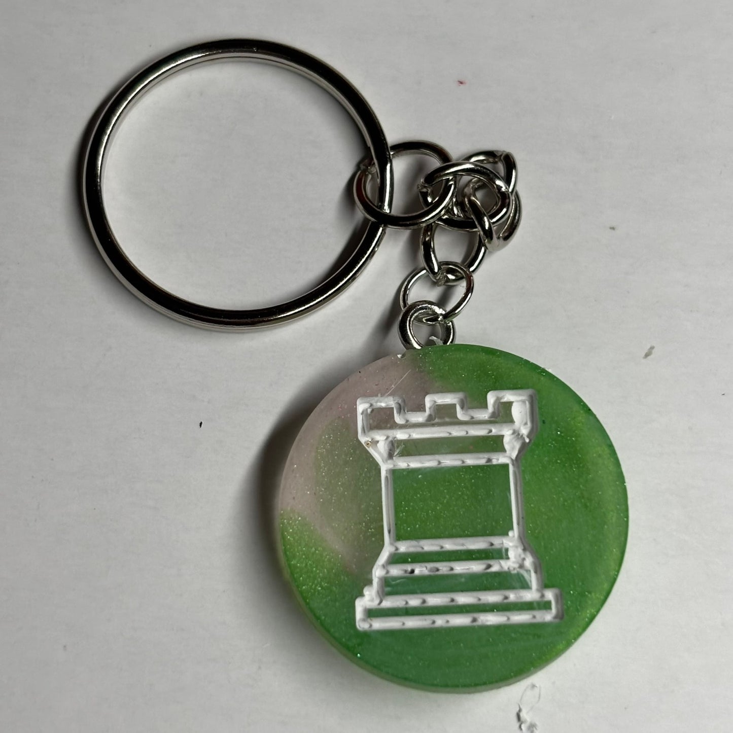 Green Part Rook - Handmade Resin Keychain