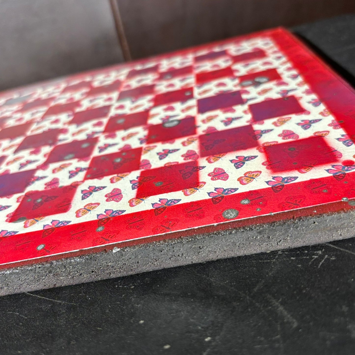 Red Butterflies - Scrapbook Chess Board