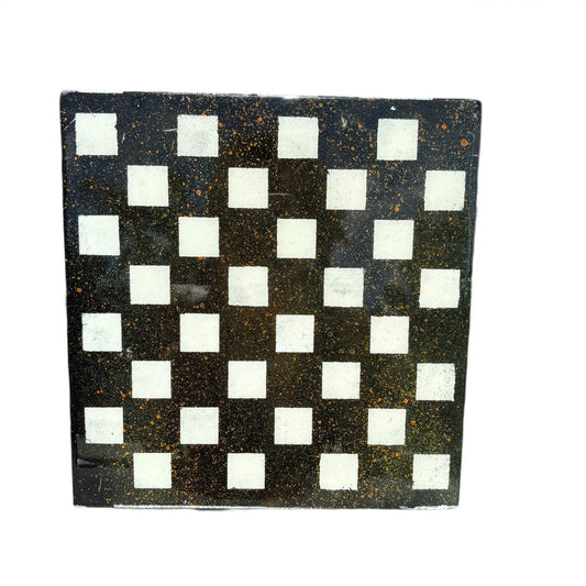 Black Orange Speckled - Resin Coated Chess Board