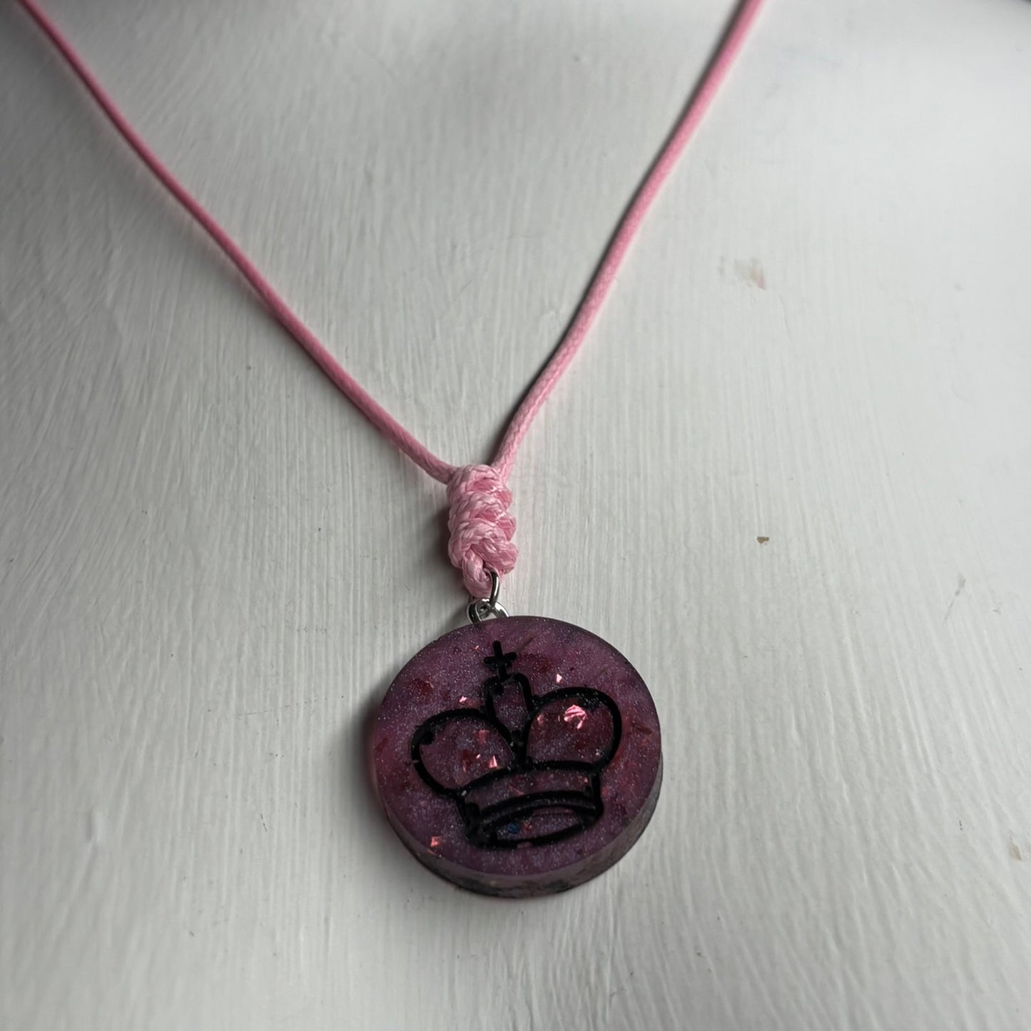 Classic Dark Purple King - Handmade Resin Chess Necklace