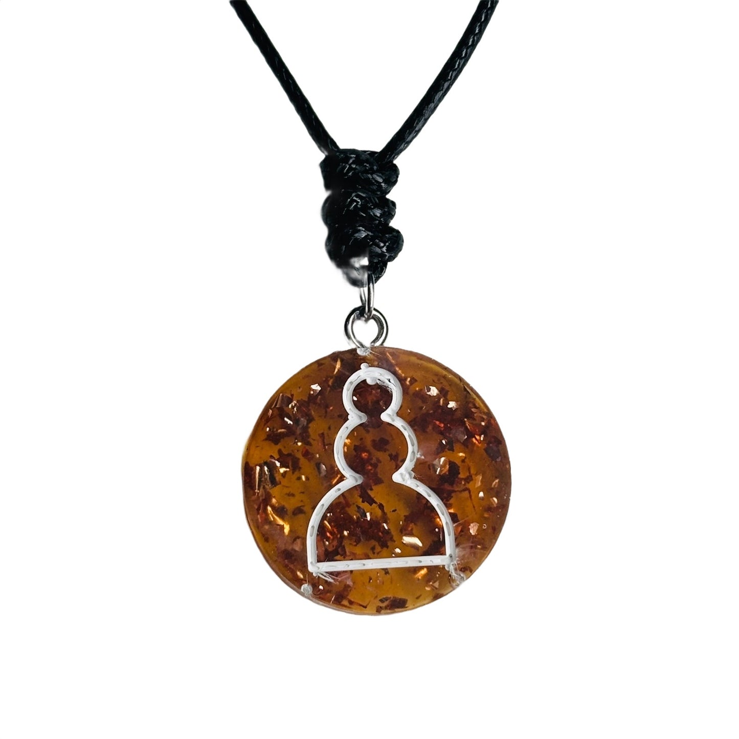 Amber Pawn - Handmade Resin Chess Necklace