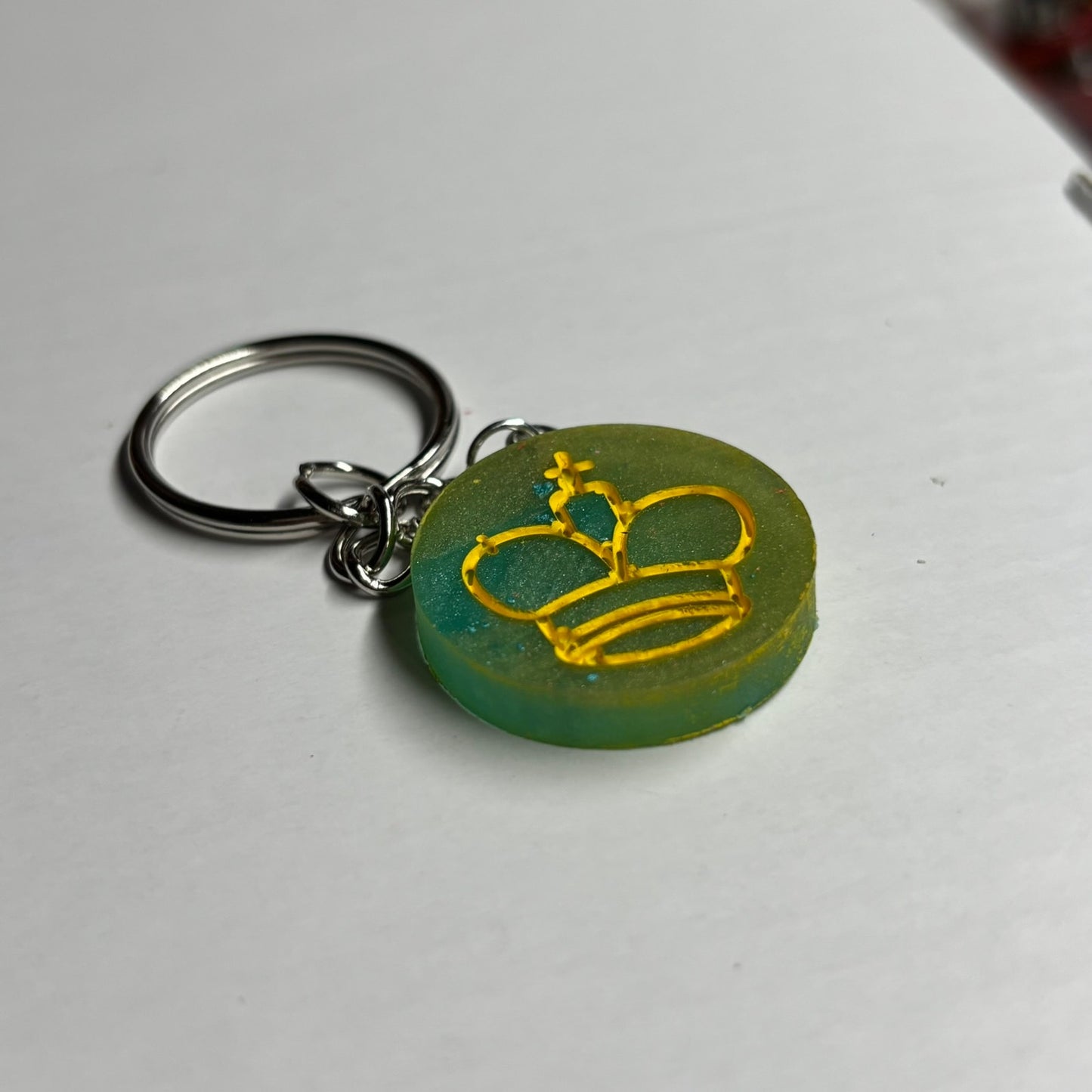 Mint Green Yellow King - Handmade Resin Keychain