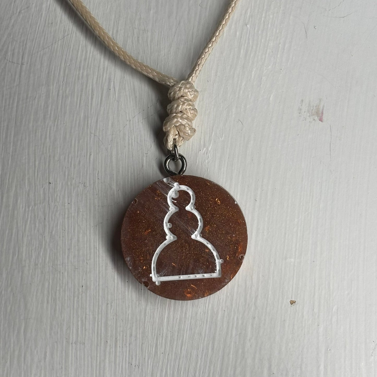 Coffee Brown Pawn - Handmade Resin Chess Necklace