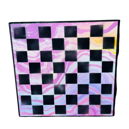 Pink Swirls - Scrapbook Chess Board