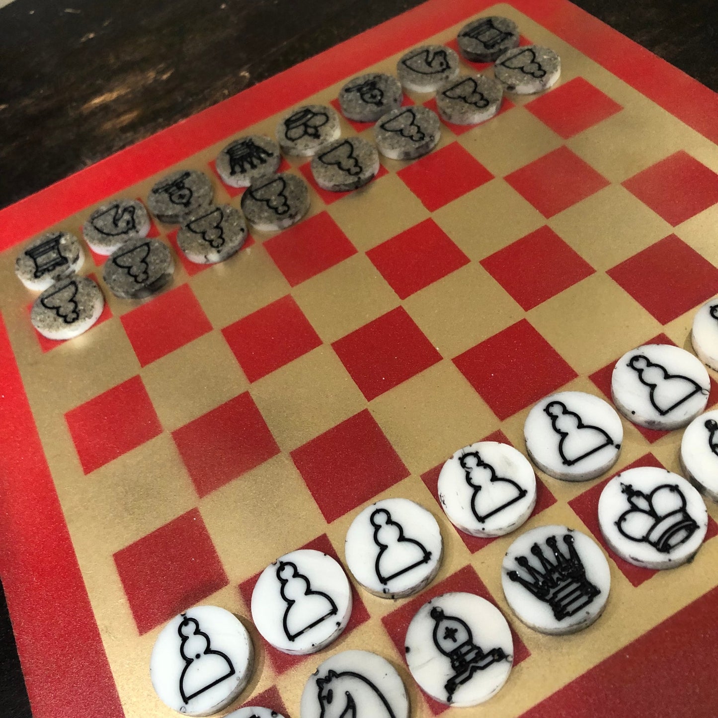 Supreme Golden Red- Painted Chess Set