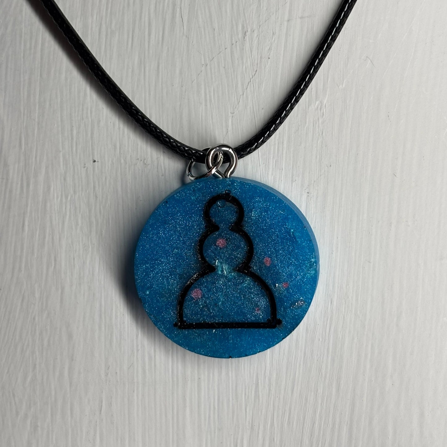 Strong Blue Pawn - Handmade Resin Chess Necklace