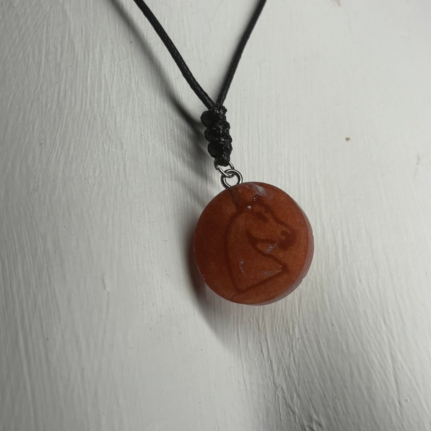 Dark Orange - Handmade Resin Chess Necklace