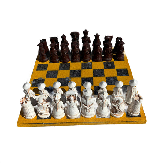 Black & Yellow Splatter - Chinese Edition Chess Set
