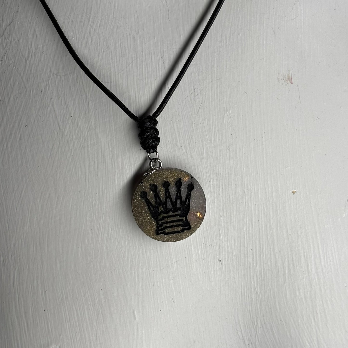 Dark Green Queen - Handmade Resin Chess Necklace