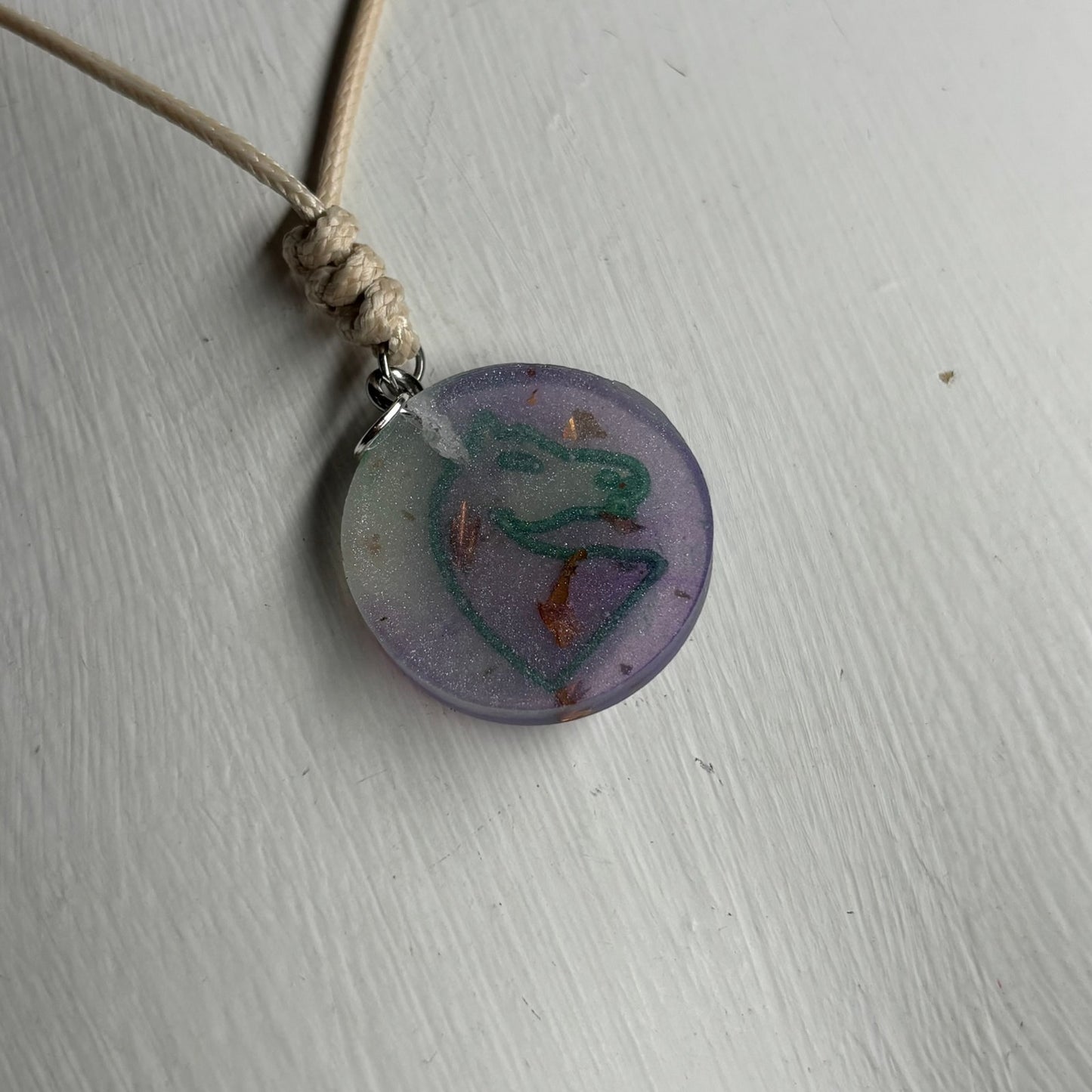 Purple Crystal Knight - Handmade Resin Chess Necklace