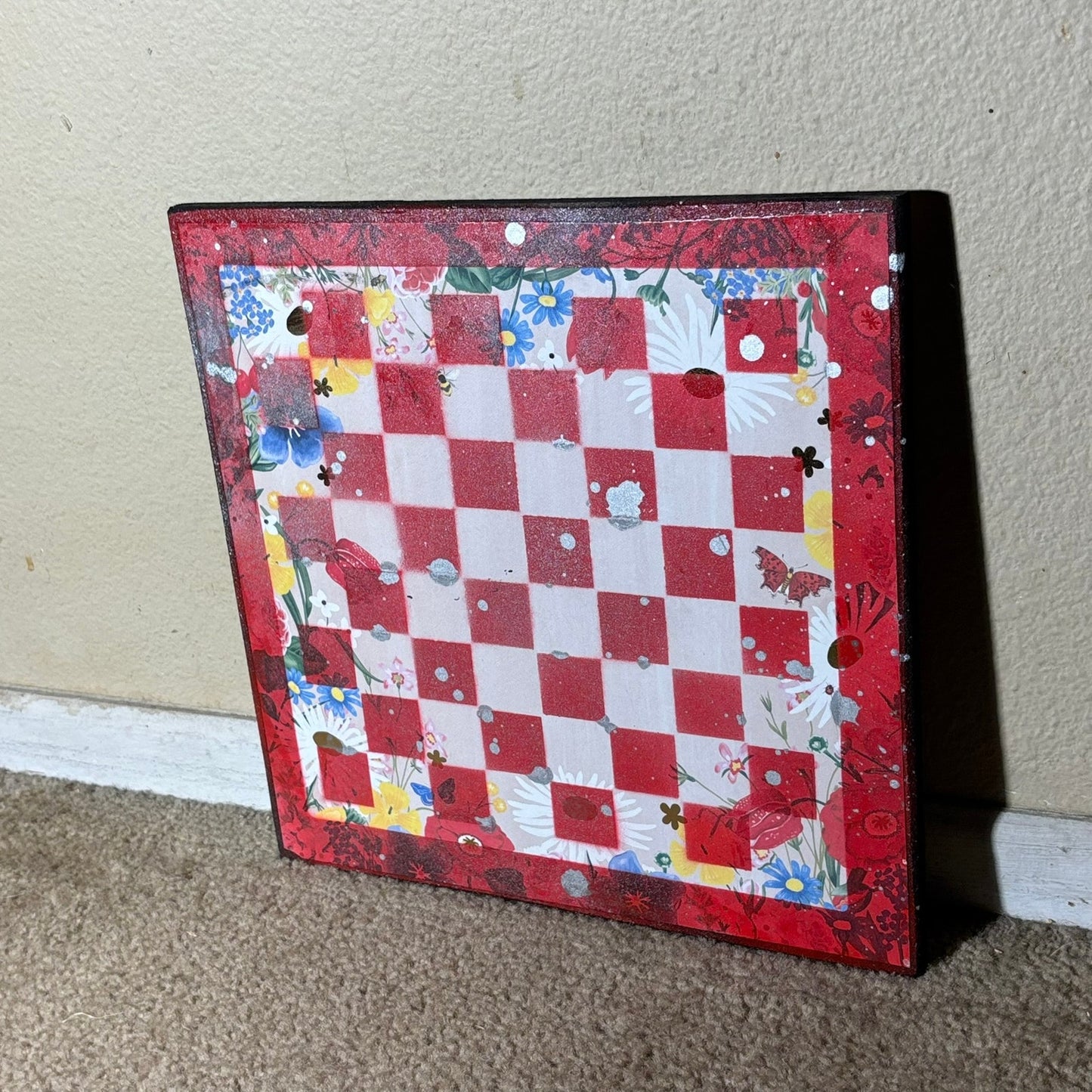 Red Butterflies - Scrapbook Chess Board