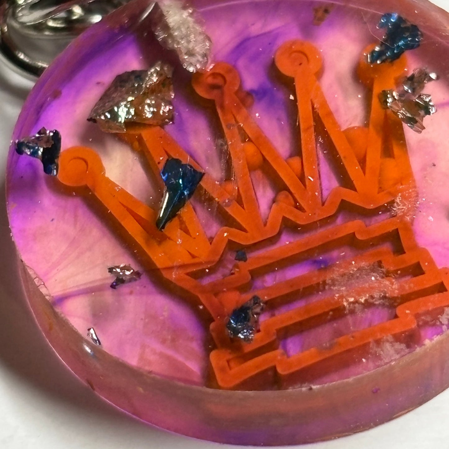 Orange Purple Translucent Handmade Resin Keychain - Flat Edition