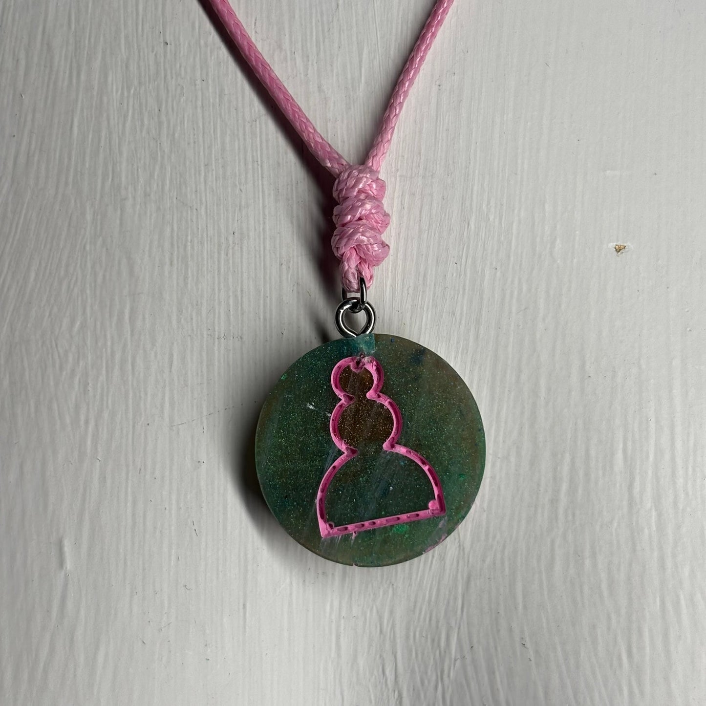Forest Pink Pawn - Handmade Resin Chess Necklace