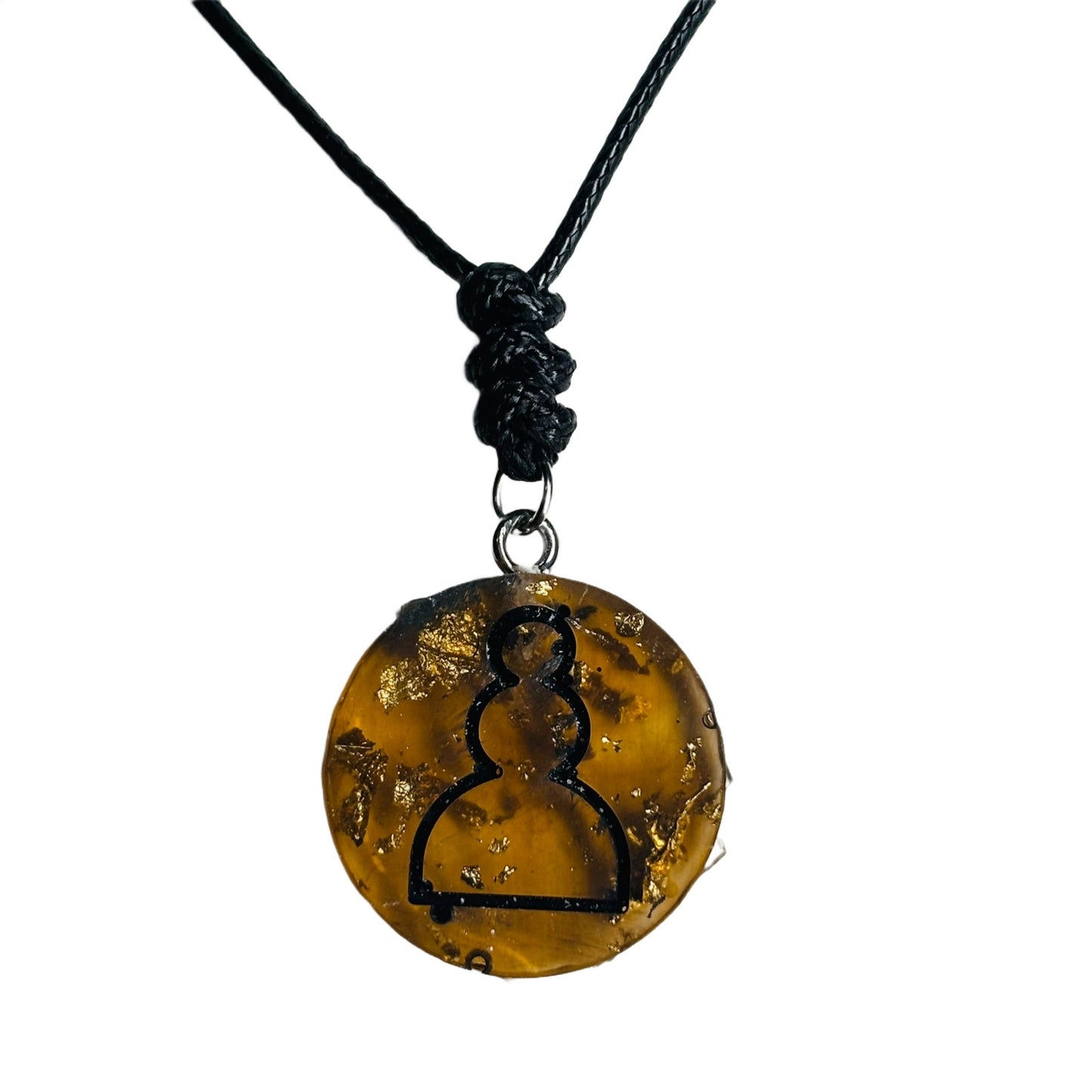 Dark Amber Pawn - Handmade Resin Chess Necklace