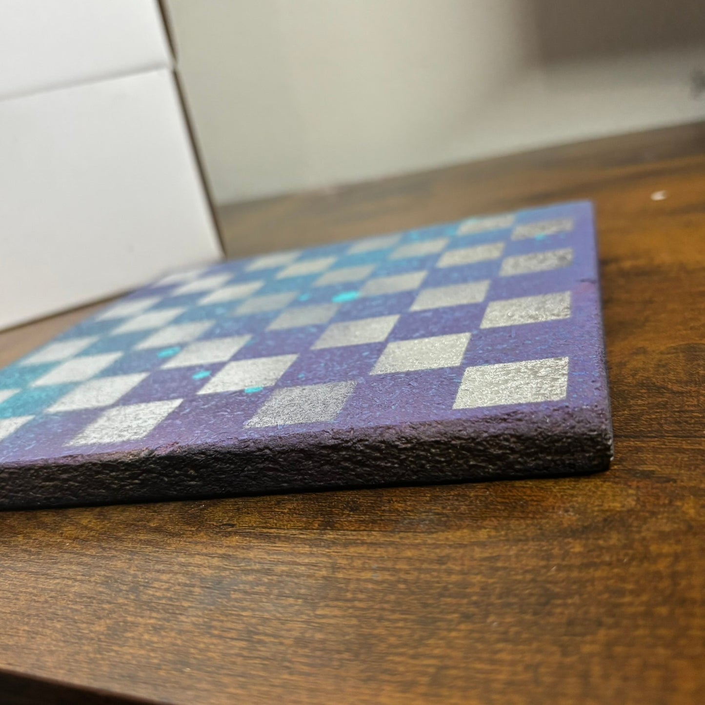 Purple Blue Chrome - Painted Double Sided Chess Board