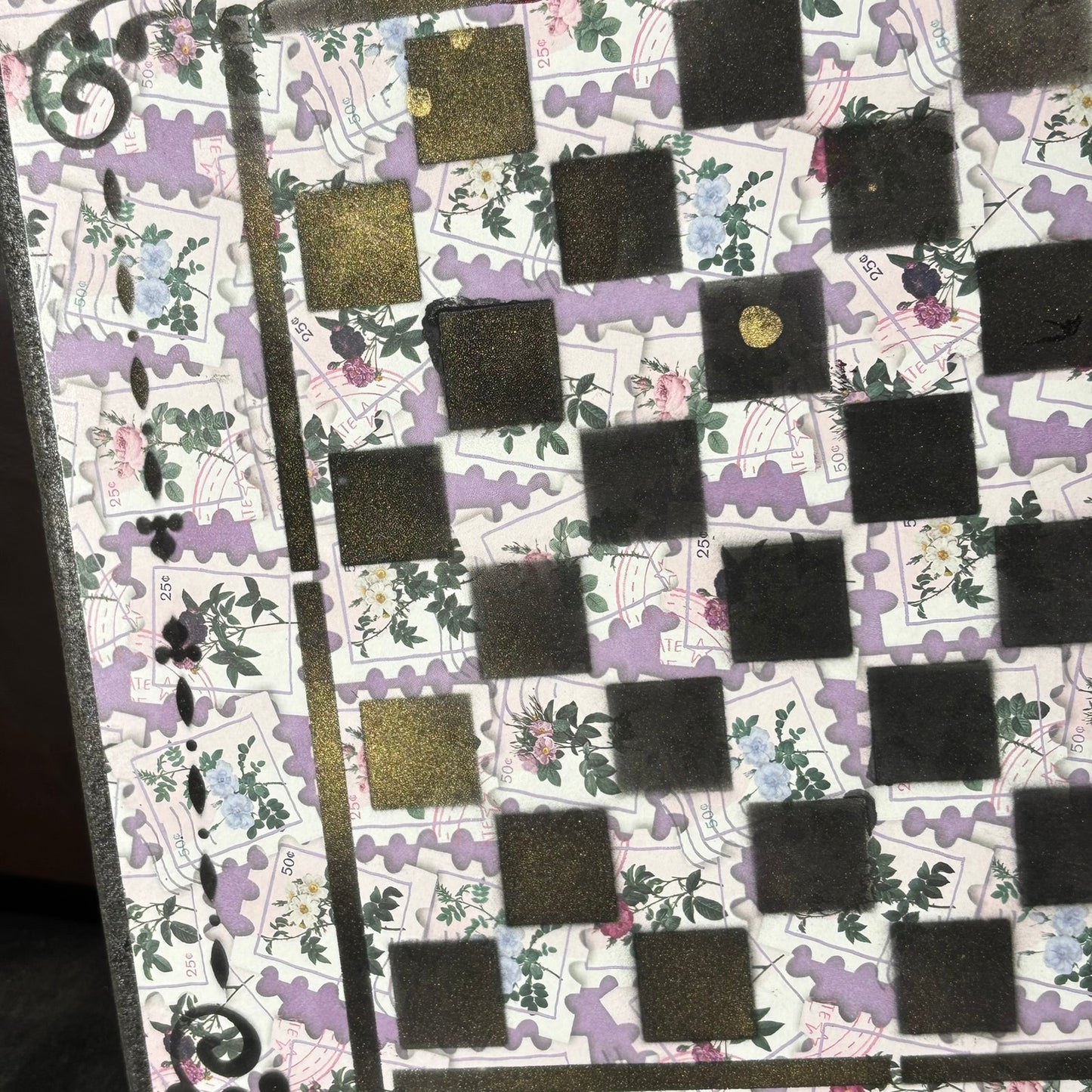 Purple Puzzle - Scrapbook Chess Board