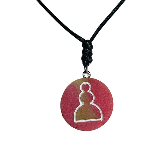 Pink Flush Pawn - Handmade Resin Chess Necklace