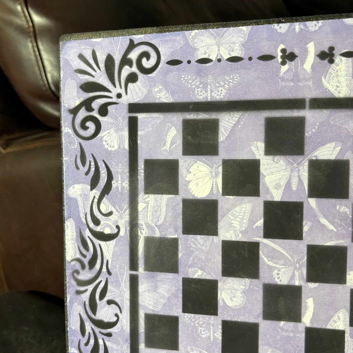 Purple Butterflies - Scrapbook Chess Board