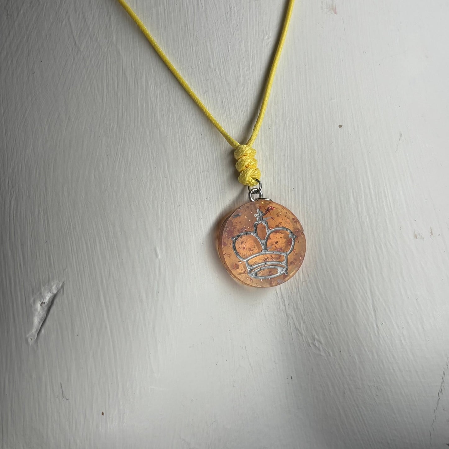 Sunset Crystal King - Handmade Resin Chess Necklace