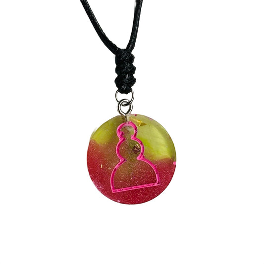 Swirl Pink Pawn - Handmade Resin Chess Necklace