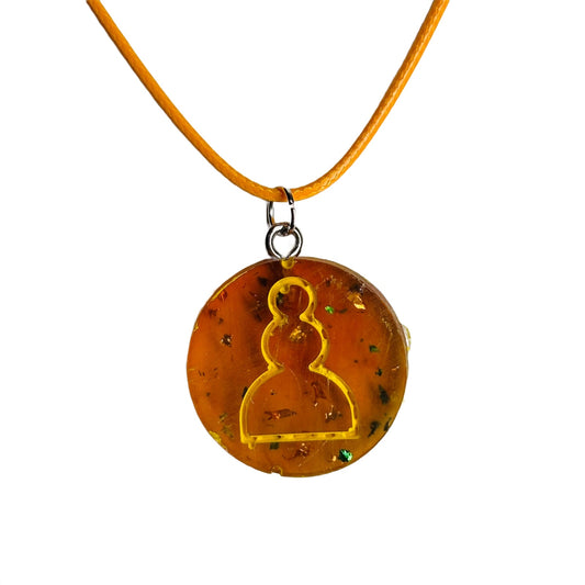 Amber Glow Pawn - Handmade Resin Chess Necklace