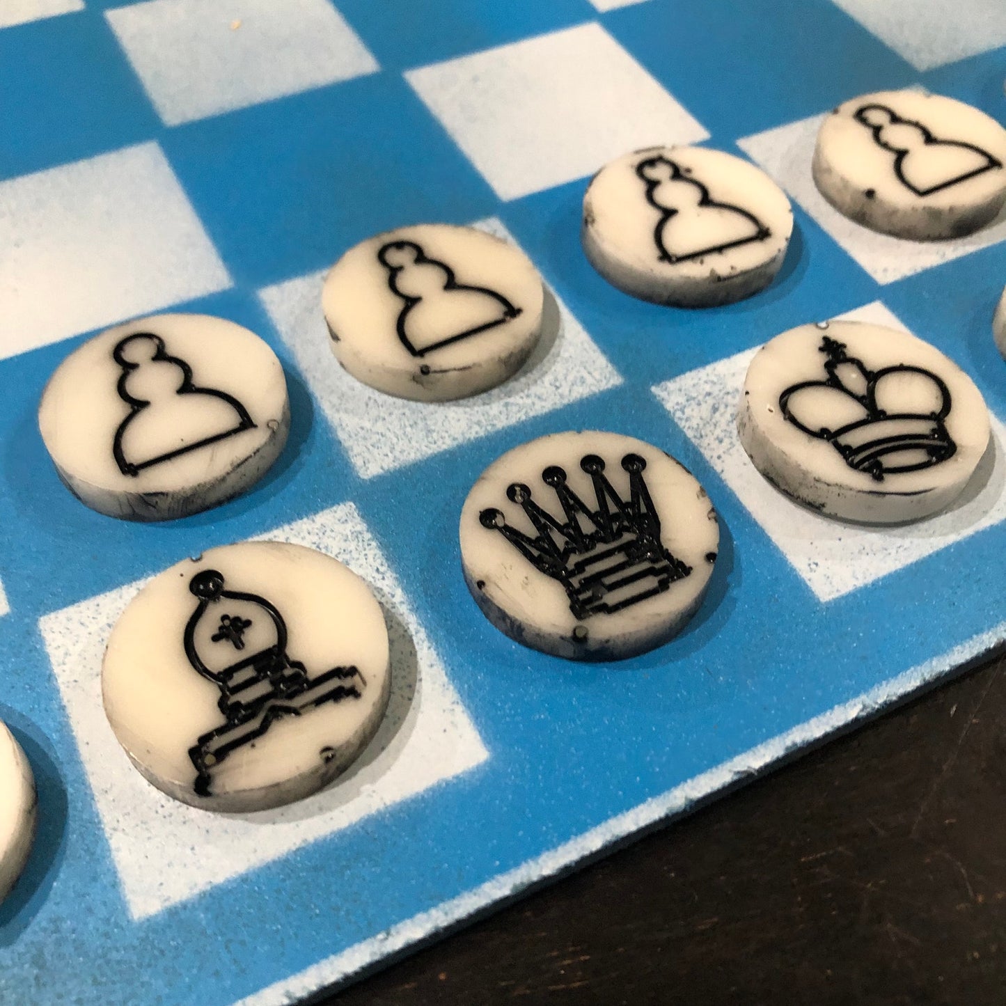 Purple/Blue & White - Painted Chess Set