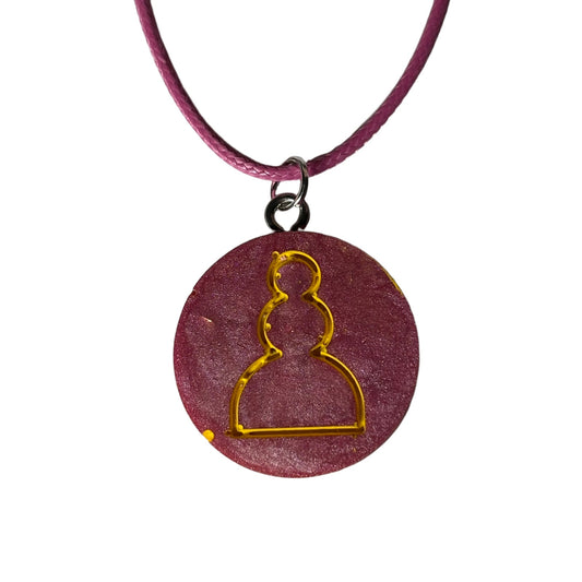 Peach Pink Pawn - Handmade Resin Chess Necklace