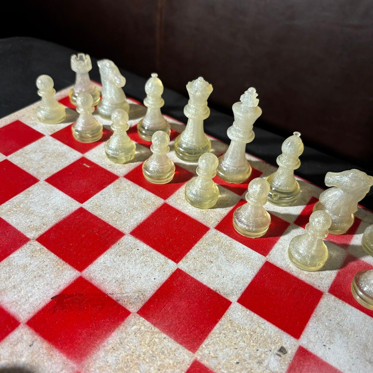 Red & White - Painted Chess Set