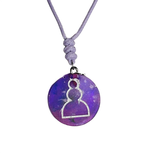 Purple Resin Pawn - Handmade Resin Chess Necklace