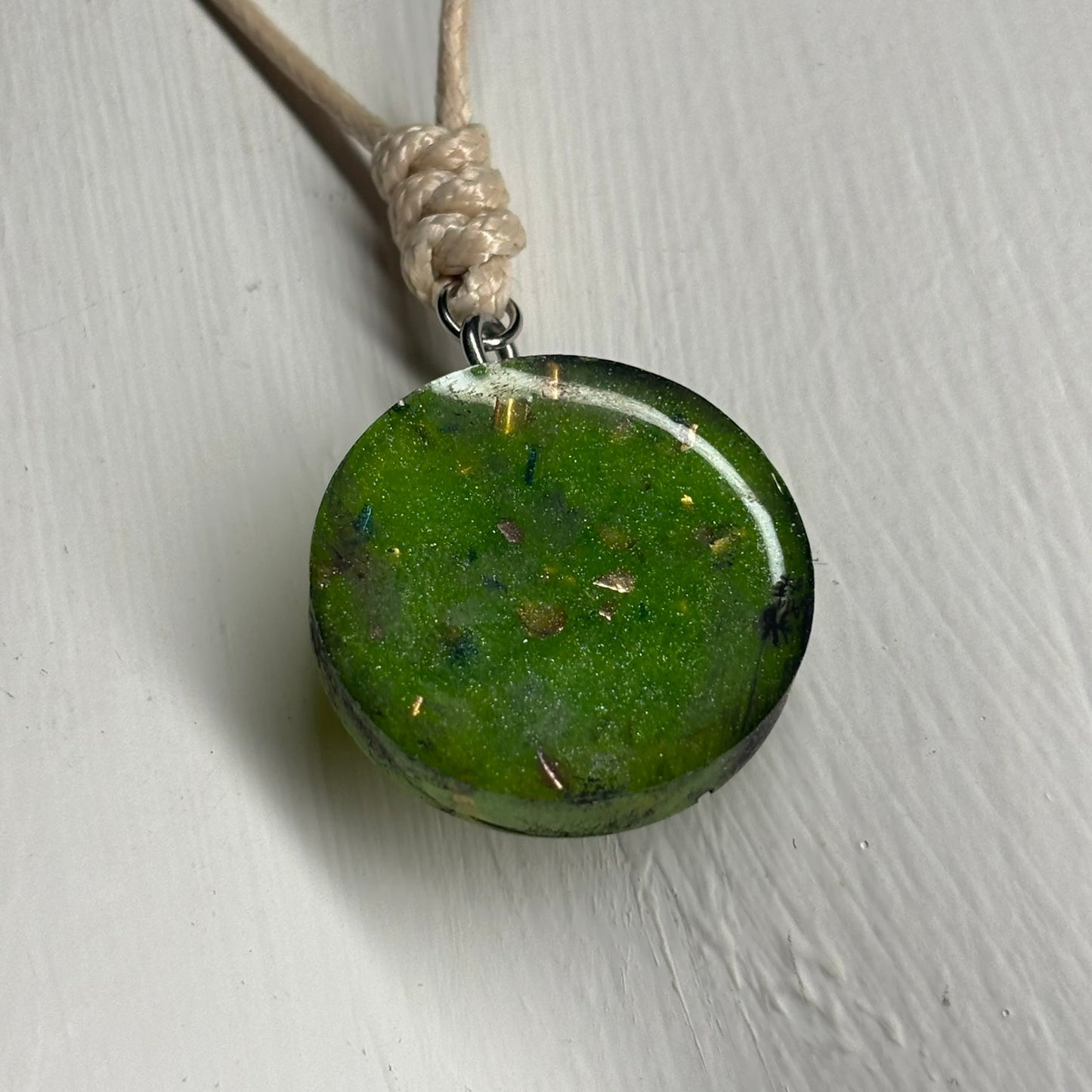 Cream Green King - Handmade Resin Chess Necklace