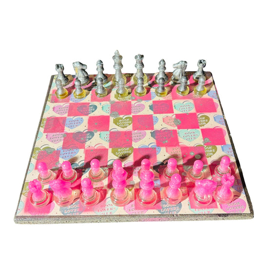 Pink Hearts - Scrapbook Chess Set