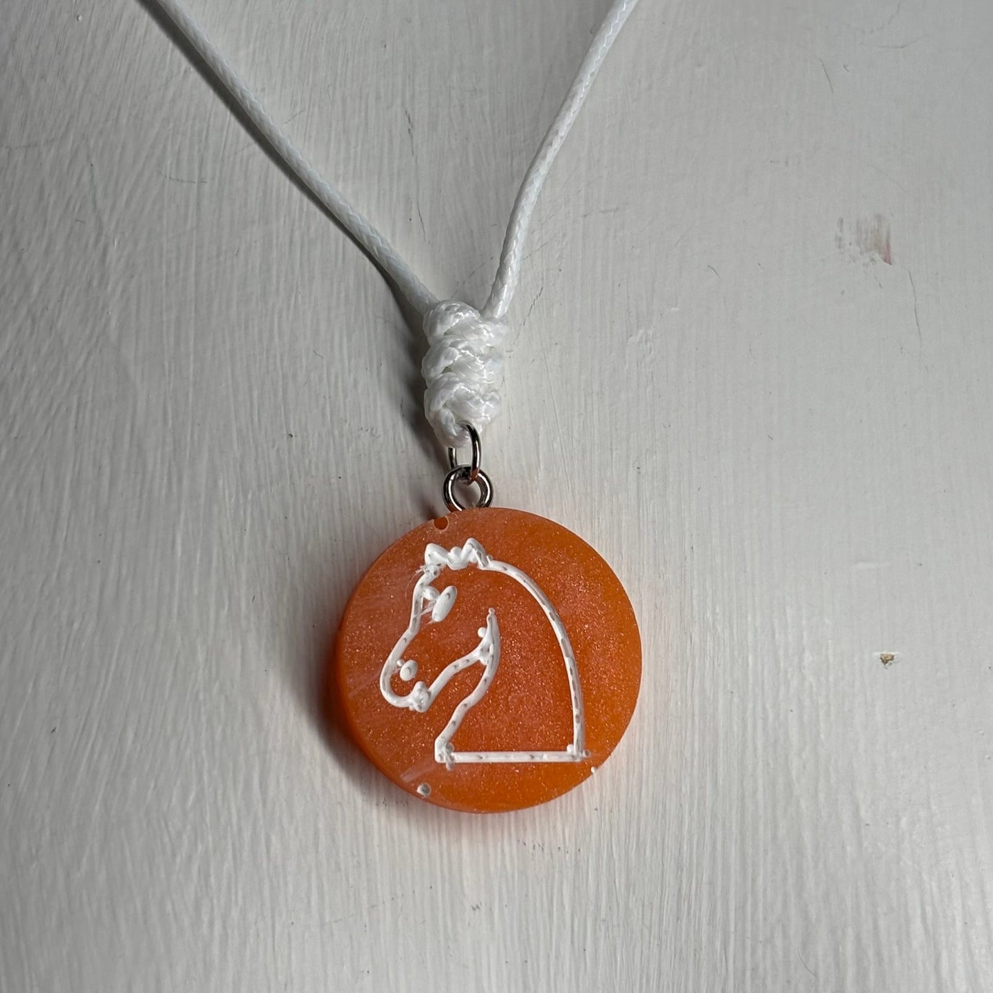 Orange Knight - Handmade Resin Chess Necklace