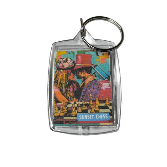 Love & Chess - Sunset Chess Photo Keychain