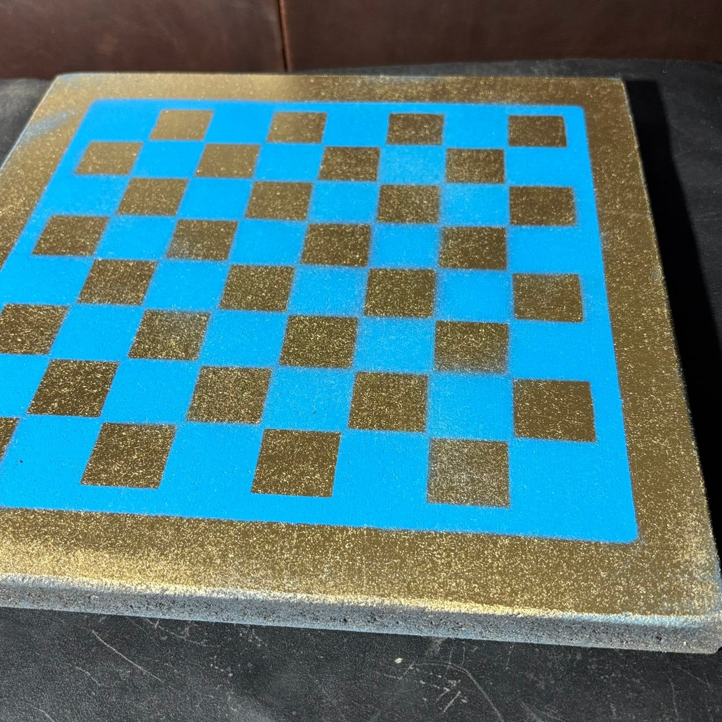 Blue & Gold - Painted Chess Board