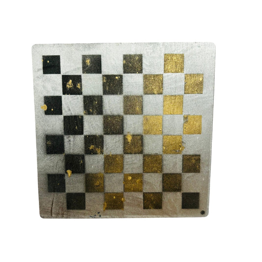 Silver Golden Hue - Painted Thin Wooden Chess Board