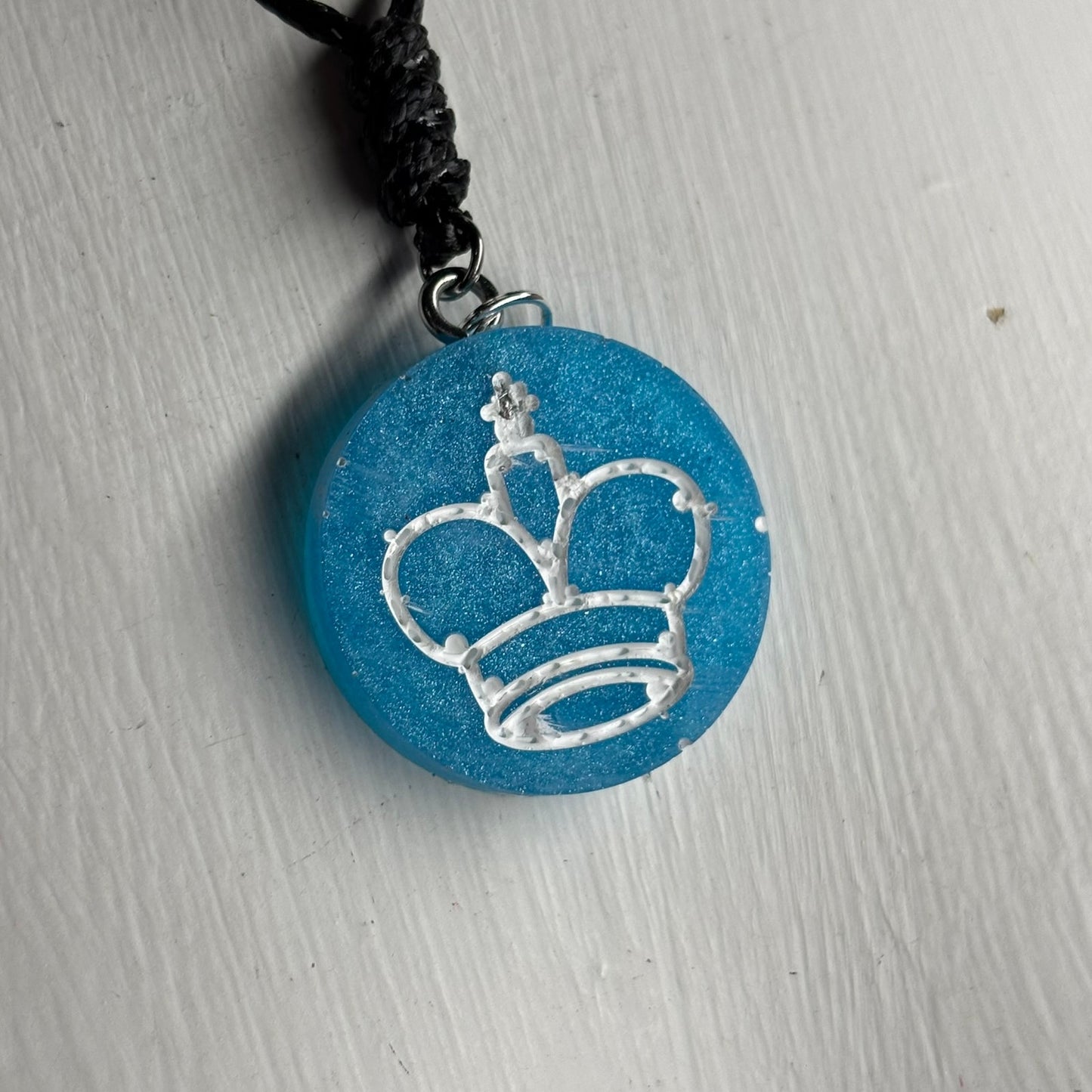 Blue King - Handmade Resin Chess Necklace