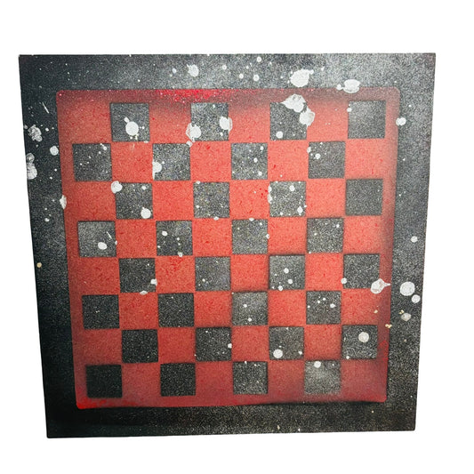 Chrome Red & Black - Painted Chess Board