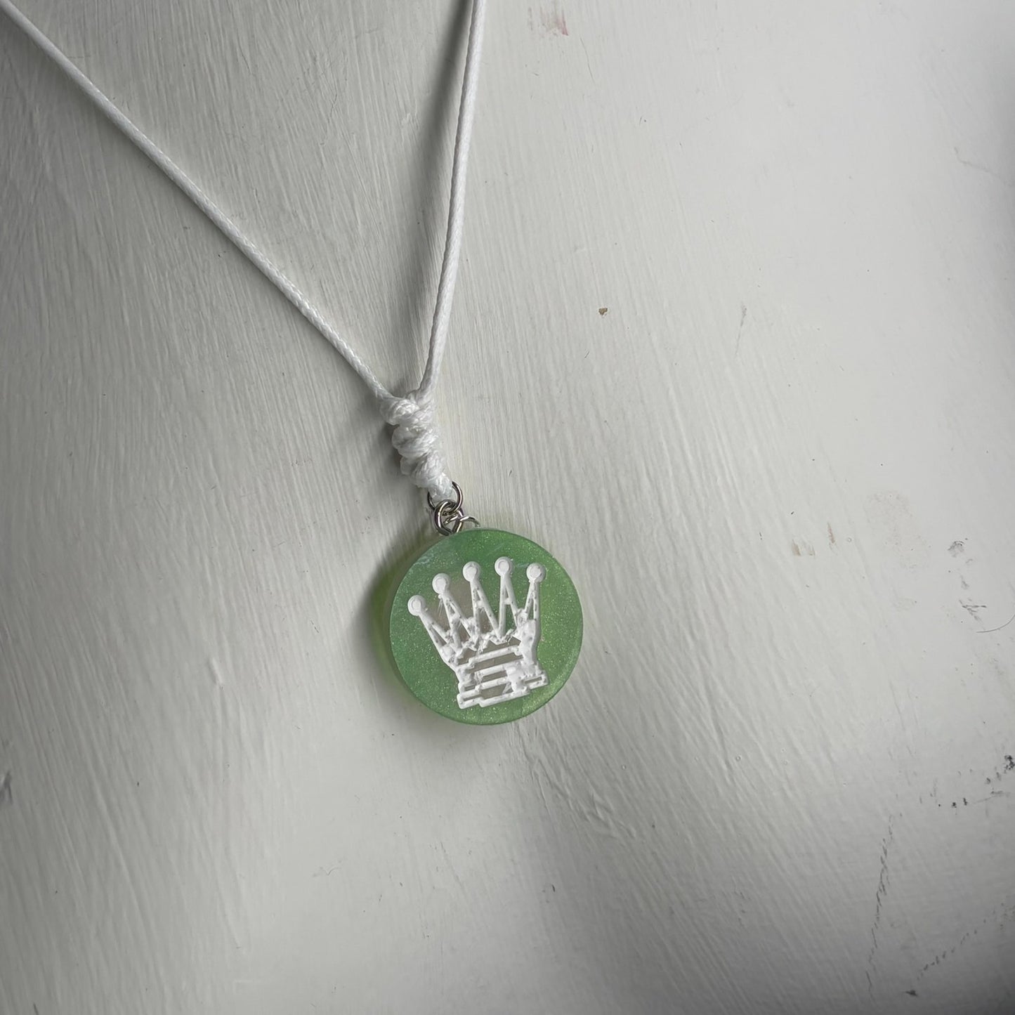 Green Queen - Handmade Resin Chess Necklace