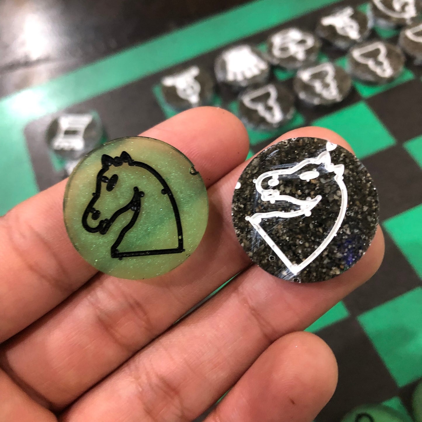 Black & Green - Painted Chess Set
