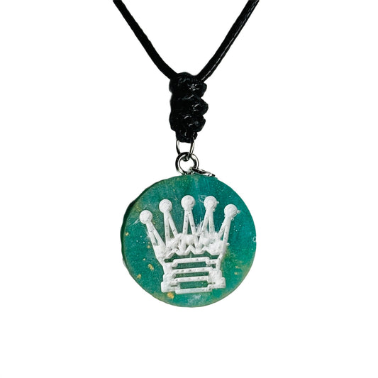 Mint Green Queen - Handmade Resin Chess Necklace