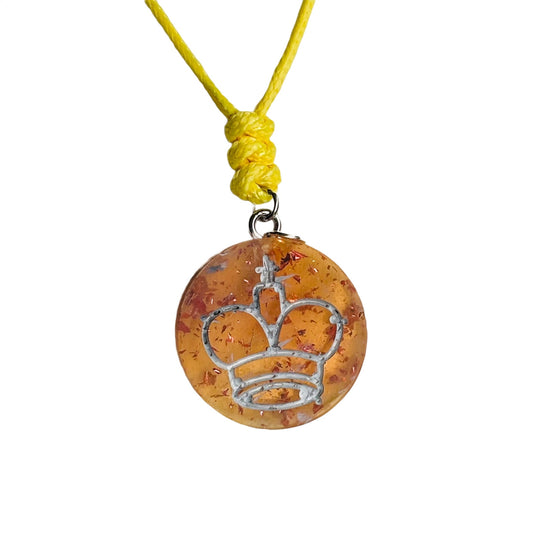 Sunset Crystal King - Handmade Resin Chess Necklace