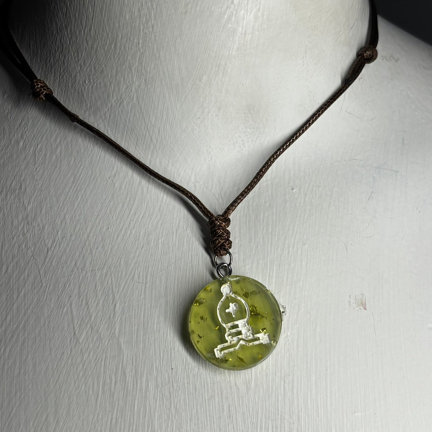 Green Lime Bishop - Handmade Resin Chess Necklace