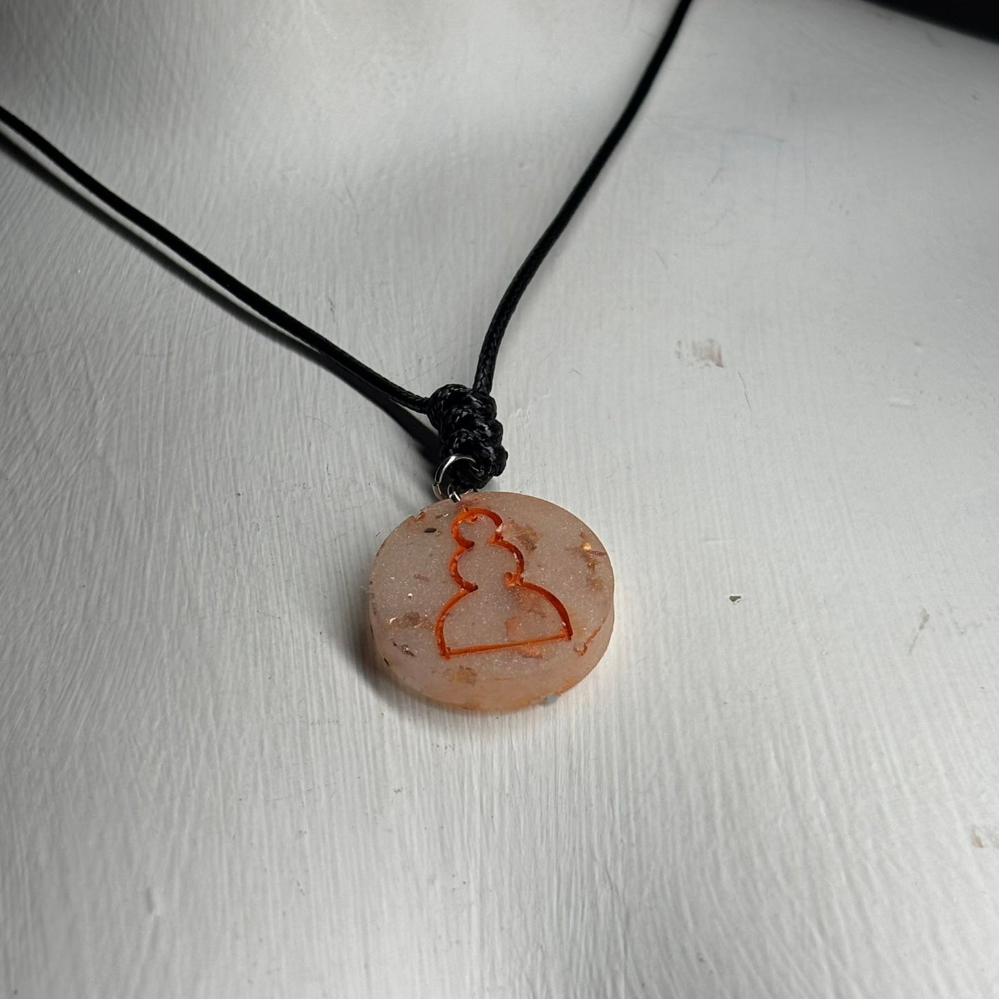 Cream Orange Pawn - Handmade Resin Chess Necklace