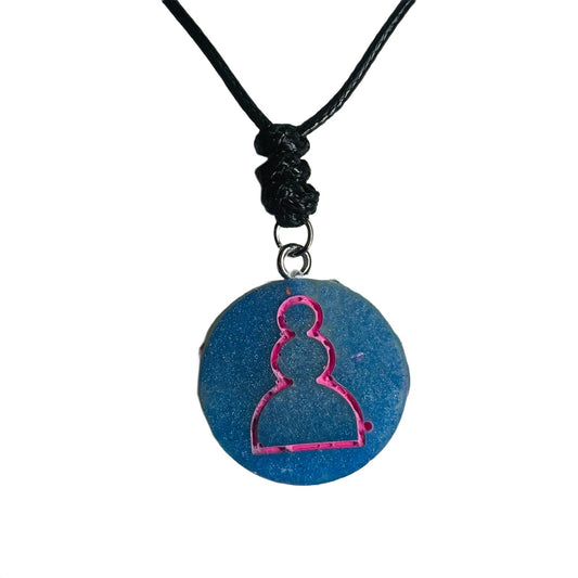 🎁 Blue Mixed Pawn - Handmade Resin Chess Necklace (100% off)