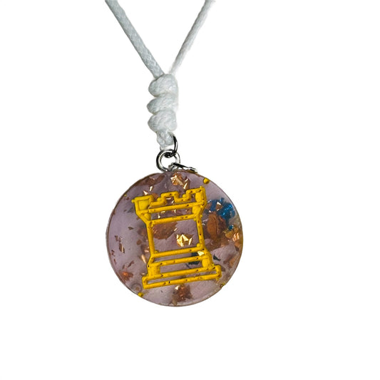 Translucent Purple Rook - Handmade Resin Chess Necklace