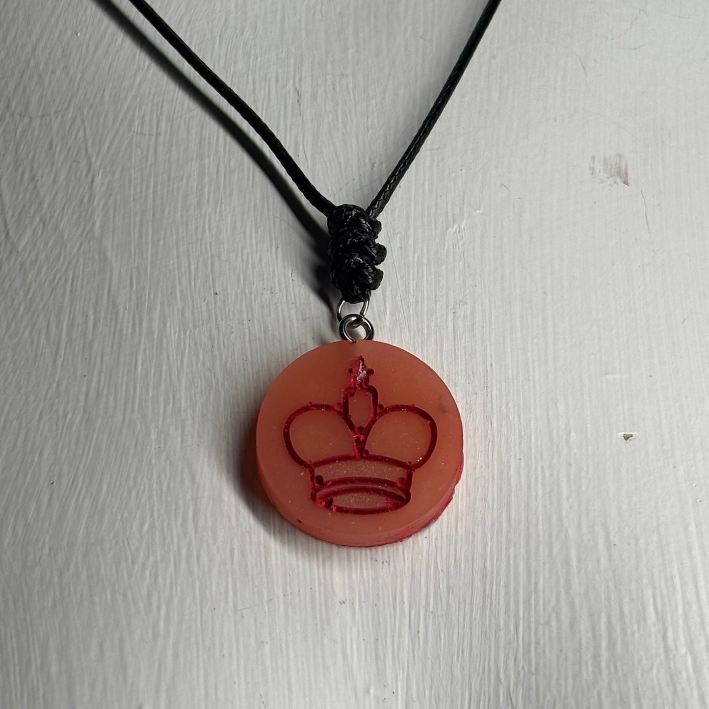 Simple Red King - Handmade Resin Chess Necklace