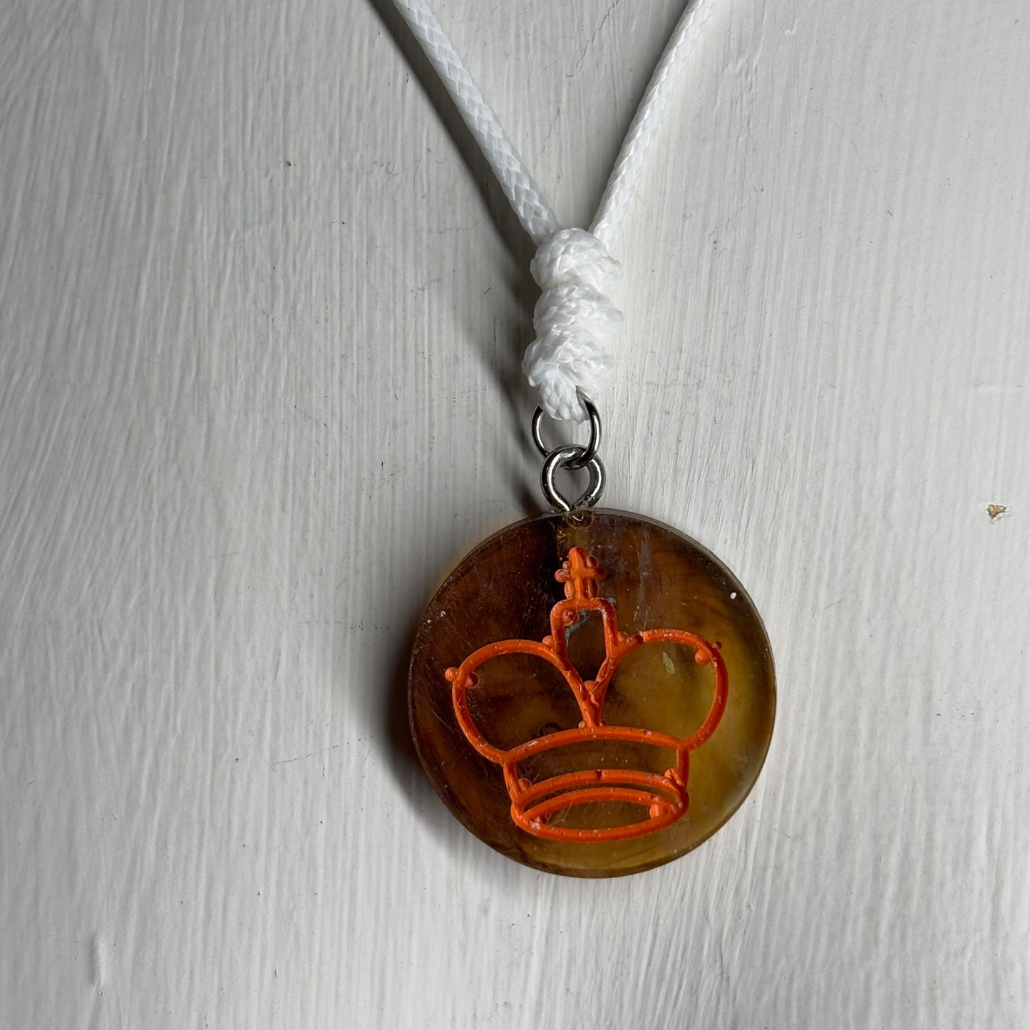 Orange Fire King - Handmade Resin Chess Necklace